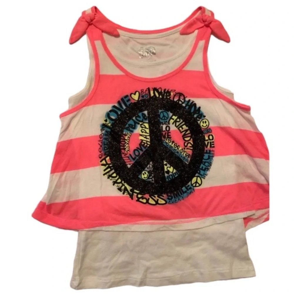 Girls Justice Peace/Love Twofer Tank Top - Size 10